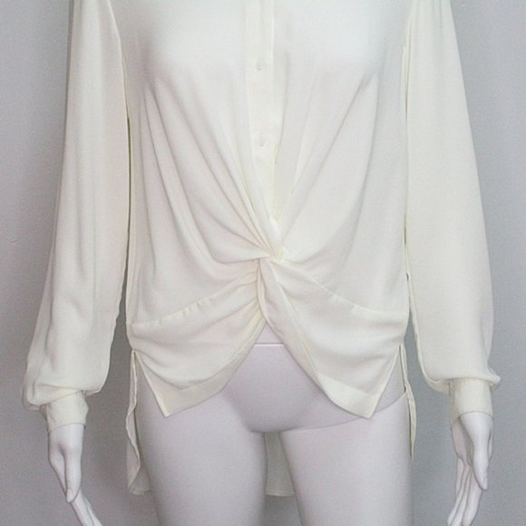 Zara Basic Knotted Twisted Waist Button Front Hi Lo Blouse - Picture 5 of 7